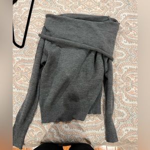 Off the shoulder gray sweater